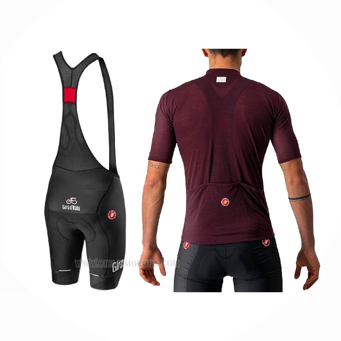 2021 Ropa Ciclismo Giro d'Italia Apagado Rojo Mangas Corta y Culotte Corto